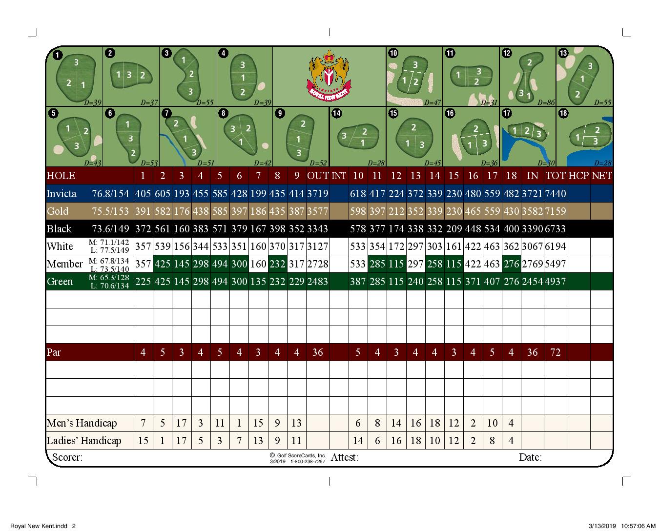 Scorecard Royal New Kent Golf Club